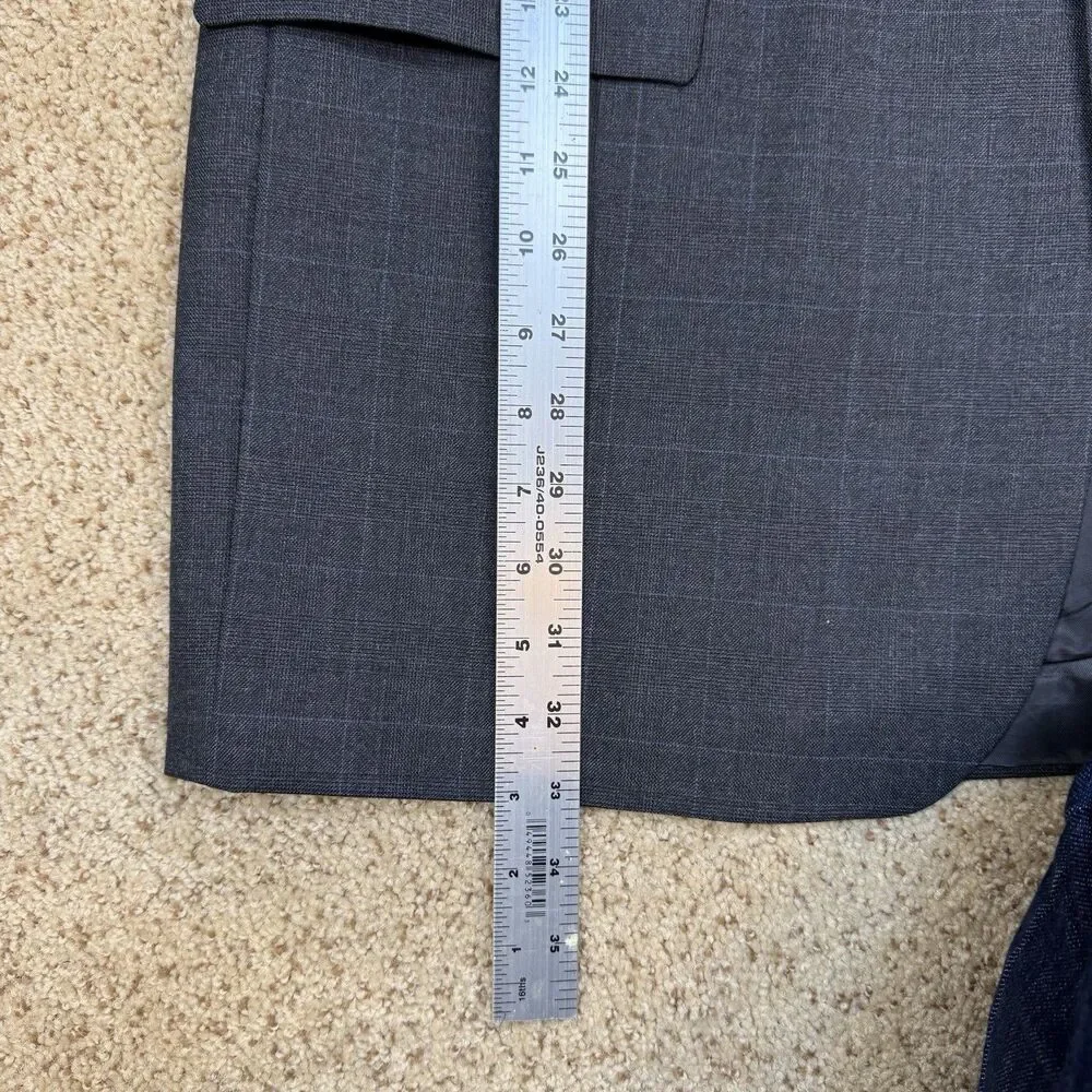 Vtg Chaps Ralph Lauren 46L Mens Wool Sport Coat Grey Blue Plaid Blazer Canada - Picture 16 of 16